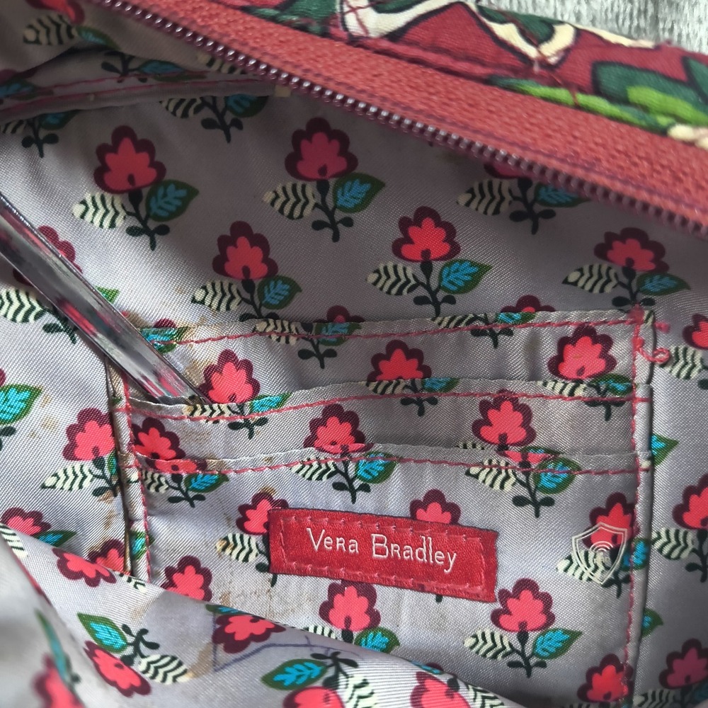 Vera Bradley Crossbody Bag Women Small Red Burgundy Floral Quilted Purse Flowers - Picture 14 of 16